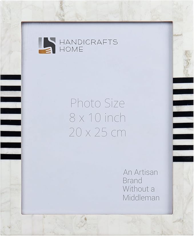Handicrafts Home White Picture Frame, Handmade Resin Inlay 8x10 Black & White Photo Frame for Decorative Photo Frames for ...