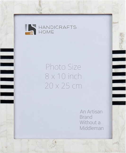 Handicrafts Home White Picture Frame, Handmade Resin Inlay 8x10 Black & White Photo Frame for Decorative Photo Frames for ...