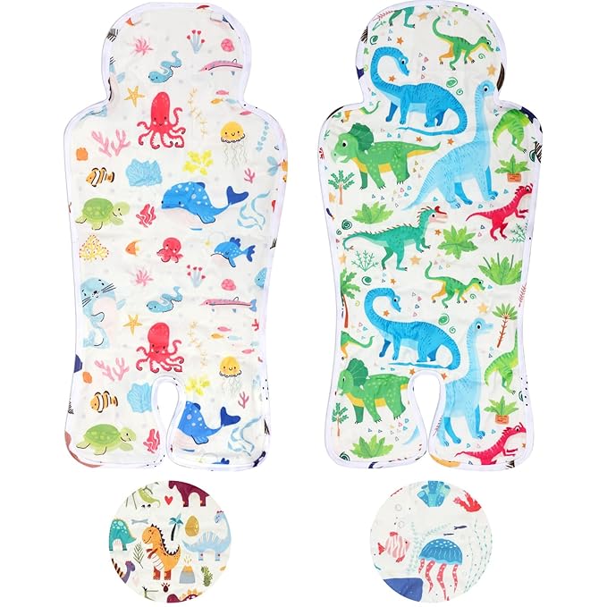 Suzile 2 Pcs Baby Gel Car Seat Cooler Pad Double Side Universal Breathable Stroller Cooler Mat Car Seat Cooling Pad Stroll...
