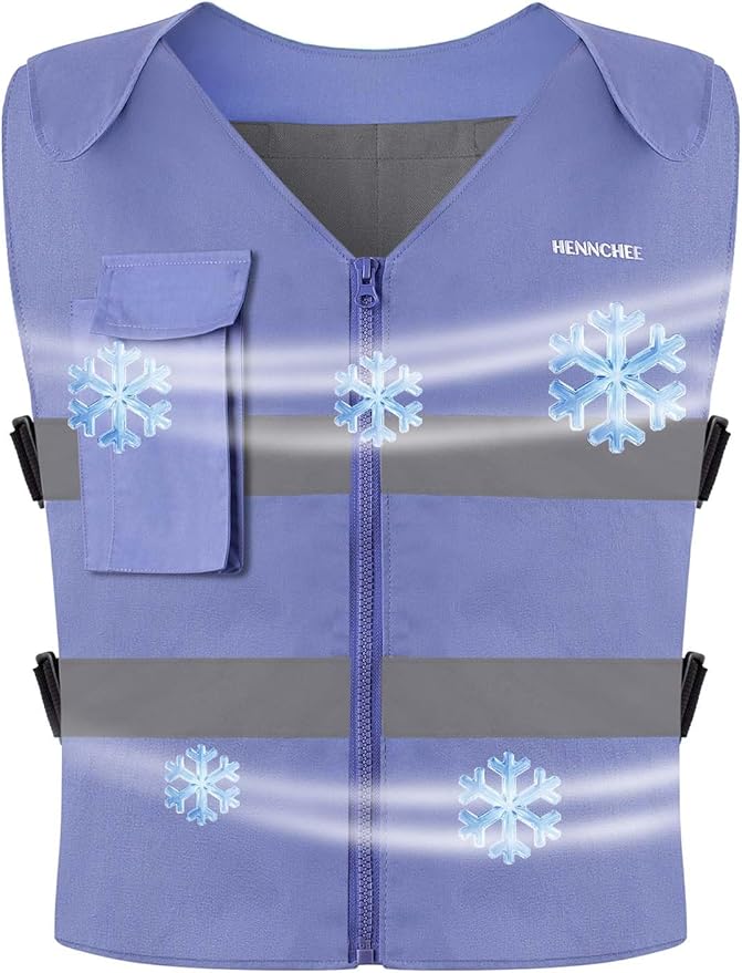 HENNCHEE Cooling Safety Vest for Men & Women, 12PCS Ice Packs, Body Cool Clothing for Hot Weather Outside Workers