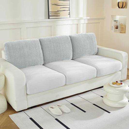 WEYOND Large Backrest Cushion Covers Super Stretch Backrest Covers for 3 Cushion Couch Sofa, Couch Back Cushion Covers Fea...