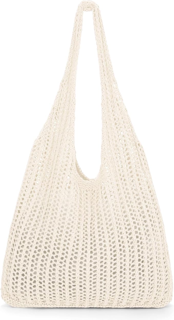 XZQTIVE Crochet Tote Bag for Women Mesh Beach bag for Summer Vacation Aesthetic Hobo Knit Shoulder Bag
