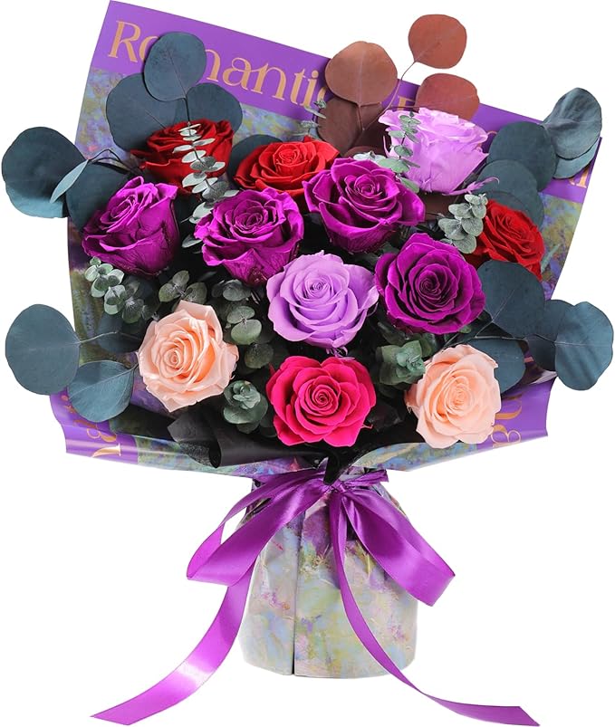 Lovenfold Flowers for Delivery Birthday Flowers Gift for Her,Preserved Flowers Bouquet 12 Roses Mixed Bouquet,Rose Gifts f...