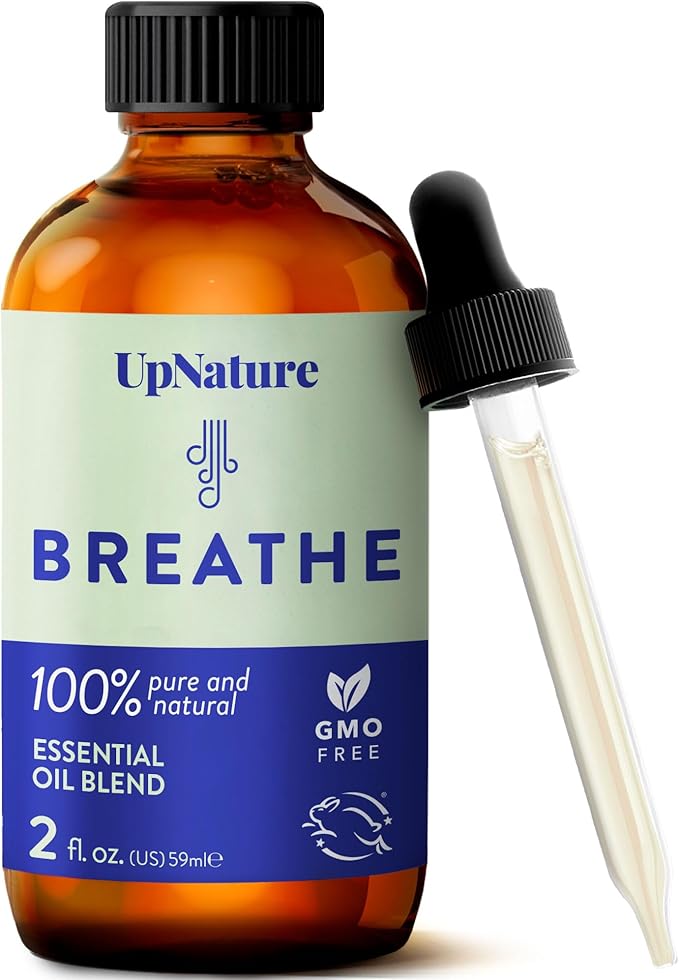 UpNature Breathe Essential Oils Blend (Large 2oz) Breath Relief Eucalyptus and Menthol Blend - Essential Oils for Diffuser...