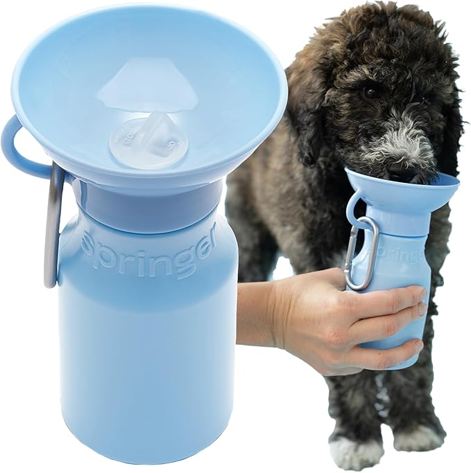 Springer Dog Water Bottle | Portable Travel Drinking Feeder Dispenser for Dogs & Puppies | As Seen on Shark Tank | Leak-Pr...
