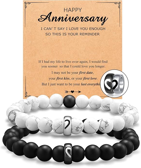 UNGENT THEM Matching Couple Ring Bracelets for Boyfriend Girlfriend Husband Wife Valentines Anniversary Birthday Engagemen...