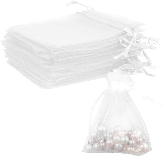 Organza Bags, White Organza Bags, 50Pcs, Sheer Organzas Bag 3 x 4 inch, Jewelry Gift Bags, Party Favor Bags with Drawstrin...