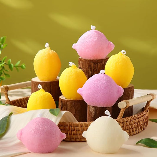 MTLEE 8 Pcs Lemon Shaped Scented Candle Cute Fruit Aroma Soy Wax Decorative Candle Table Photo Prop for Birthday Gift Medi...