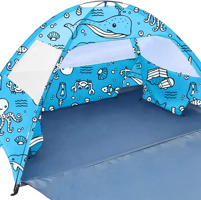 Ocean World 3-4 Person Family and Baby Beach Tent – Cool Beach Essentials for Shade, UPF 50+ UV Protection and PU800 Water...