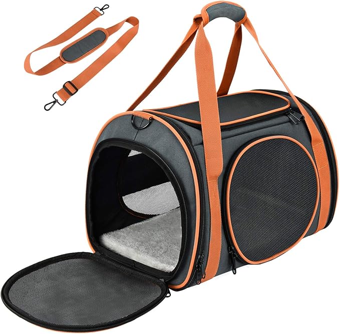 OKMEE Cat Carrier TSA Airline Approved with Ventilation for Small Medium Cats Dogs Puppies, Dog Carrier with Big Space, 5 ...