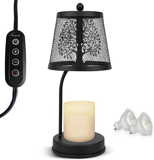 LUZZEN Farmhouse Candle Warmer Lamp Black – Large Flameless & Smokeless Candle Melter lamp with Timer & Adjustable Light,f...