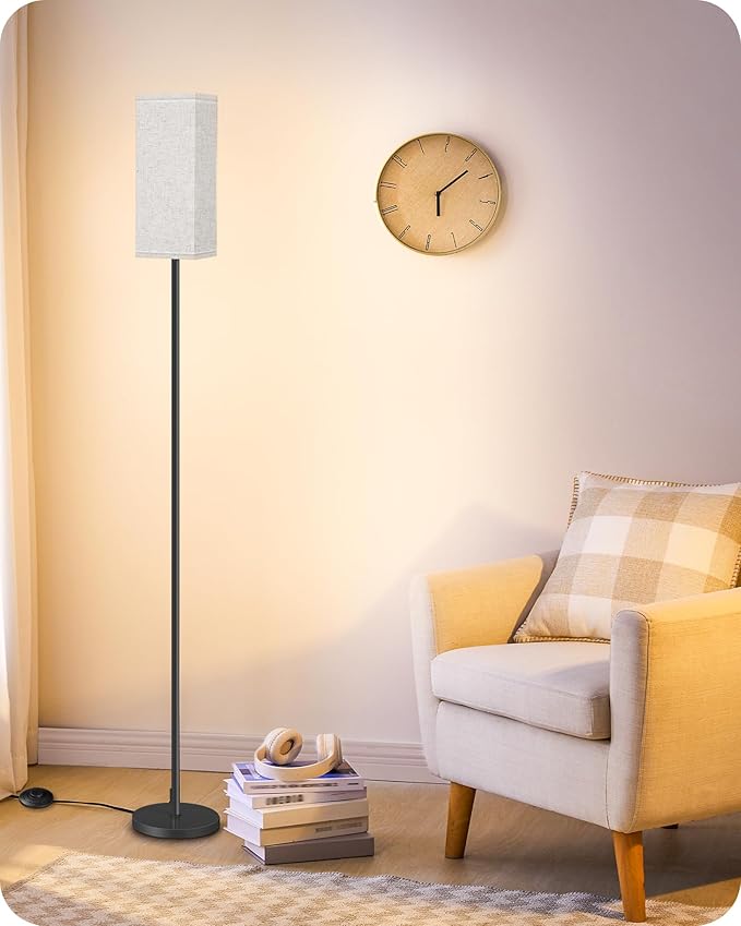 GOEBLESON 64.6" Floor Lamp, Pole with Foot Switch, Modern Standing Lamp Lampshade, Minimalist Freestanding Lamp (Bulb Not ...