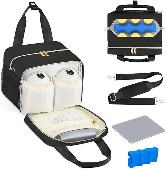 PIIOSER Breastmilk Cooler Bag with Ice Pack, Fits 6 Baby Bottles Up to 9 Ounce, Insulated Bottle Travel Bags with Shoulder...