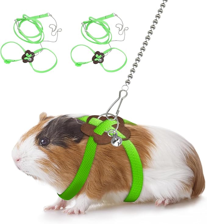 HOKABLE 2 Pack Adjustable Hamster Leash Harness for Harness for Ferret Baby Rabbit Hamster Rat Mouse Leash Lead with Bell...