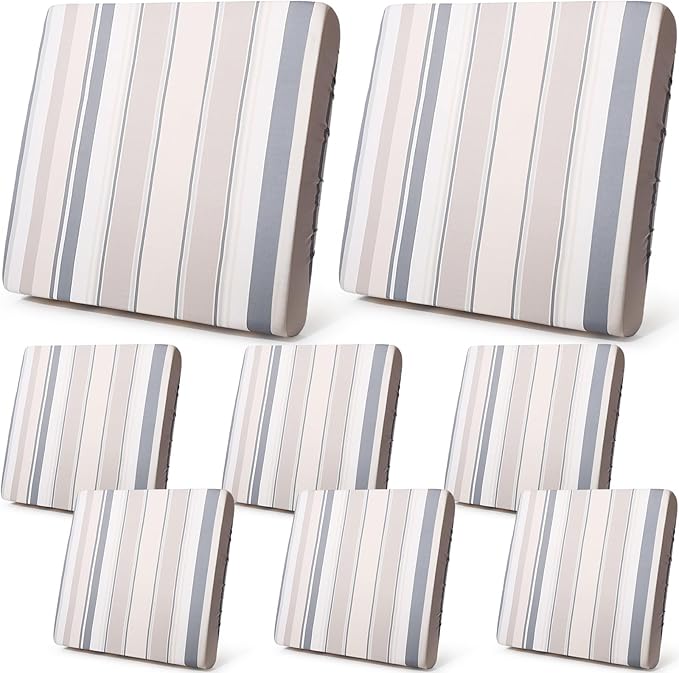 Newwiee 8 Pcs Patio Stretch Sofa Cushion Cover Outdoor Cushion Covers Replacement Patio Furniture Couch Slipcovers Chair S...