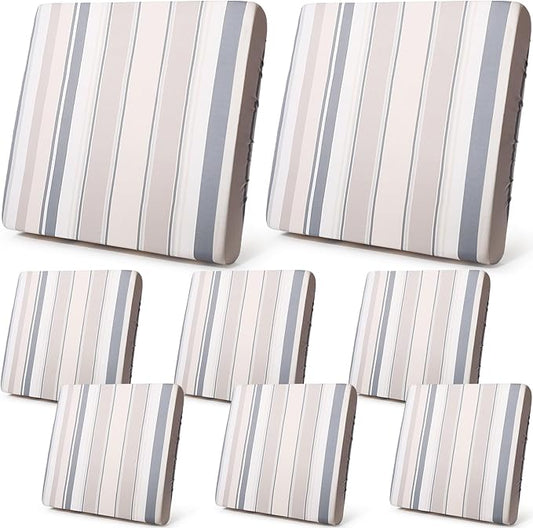 Newwiee 8 Pcs Patio Stretch Sofa Cushion Cover Outdoor Cushion Covers Replacement Patio Furniture Couch Slipcovers Chair S...
