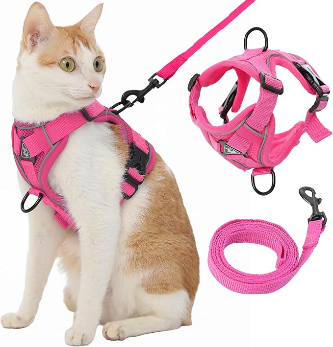 Kodervo Cat Harness and Leash, Reflective Cat Harness Escape Proof for Walking, Adjustable Kitten Harness and Leash Set, 4...