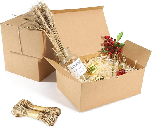 10 Pack Brown Gift Boxes, 9.45x6.5x4 Inches Kraft Paper Boxes with Lids for Valentine's, Birthday party, Wedding, Cupcake ...