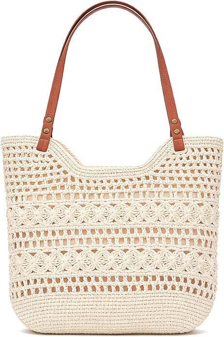Peicees Small Crochet Beach Bag For Women- Woven Boho Purse Knitted Shoulder Bag For Summer Vacation Beachy Travel Pool