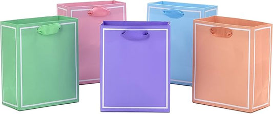 Hallmark 6" Small Pastel Easter Gift Bag Bundle, Pack of 5 (Light Purple, Pink, Blue, Orange, Green) for Bridal Showers, B...