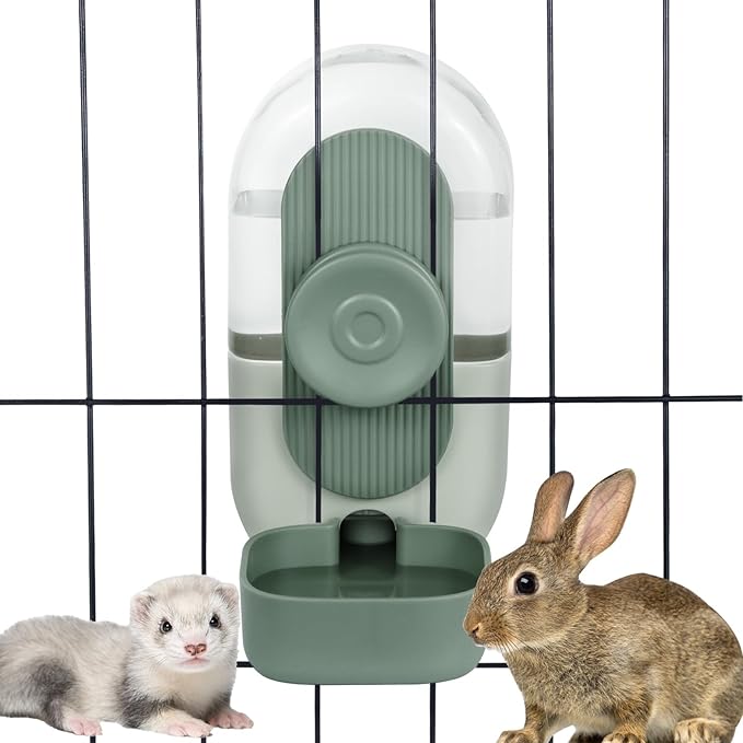Lemtrflo 28oz Hanging Automatic Water Dispenser，Rabbit Water Bottle,Bunny Guinea Pig Ferret Water Bowl for Cage,Suitable f...