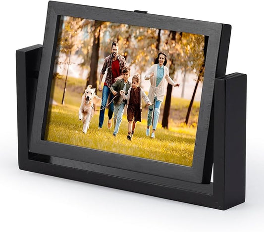 5x7 Picture Frame Black Picture Frame Wooden Photo Frames Acrylic HD Mirror Double Sided Picture Frames Rotatable Standing...