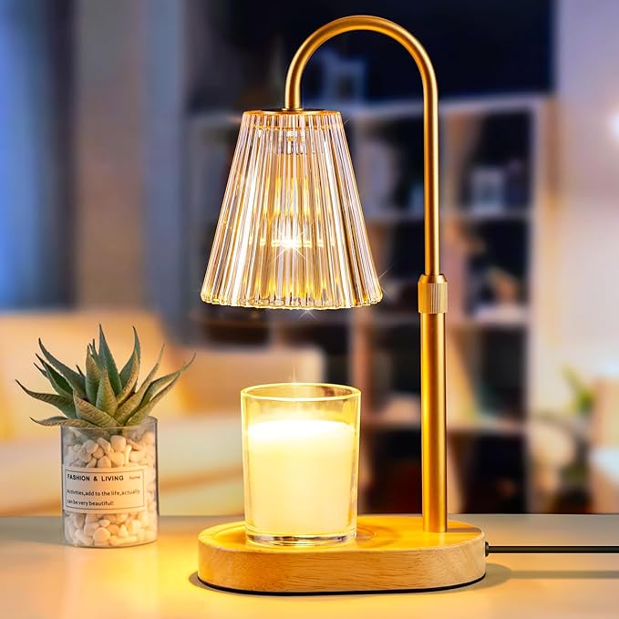 Candle Warmer Lamp with Timer - Electric Candles Wax Warmers Glass Lamps for Jar Candles Burner Adjustable Height and Dimm...