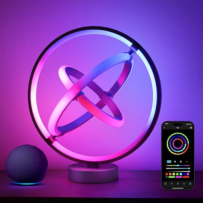 Lepro TB1 AI Smart Table Lamp, RGB+IC Addressable Color Changing Desk Light Alexa Google Home Enable, Music Sync, DIY Endl...