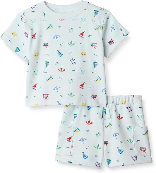 Amazon Essentials x Sofia Grainge Babies, Toddlers, and Boys' T-Shirt and Short Play Set, Multipacks