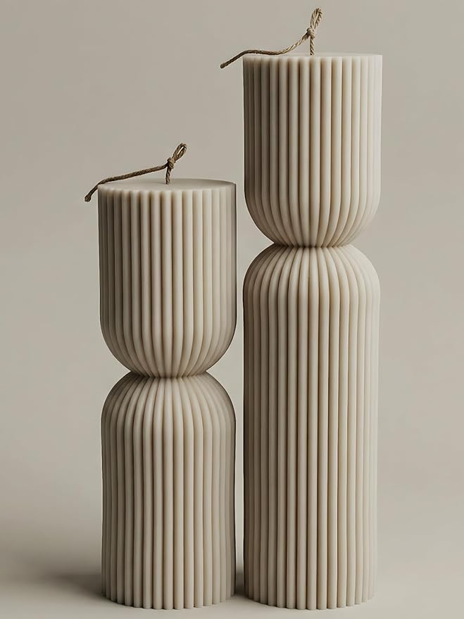 LAWA Hourglass Pillar Candle - Large Beautiful Handmade Pillar Scented Soy Wax Candle Elegant Bubble Aesthetic Candle Hous...