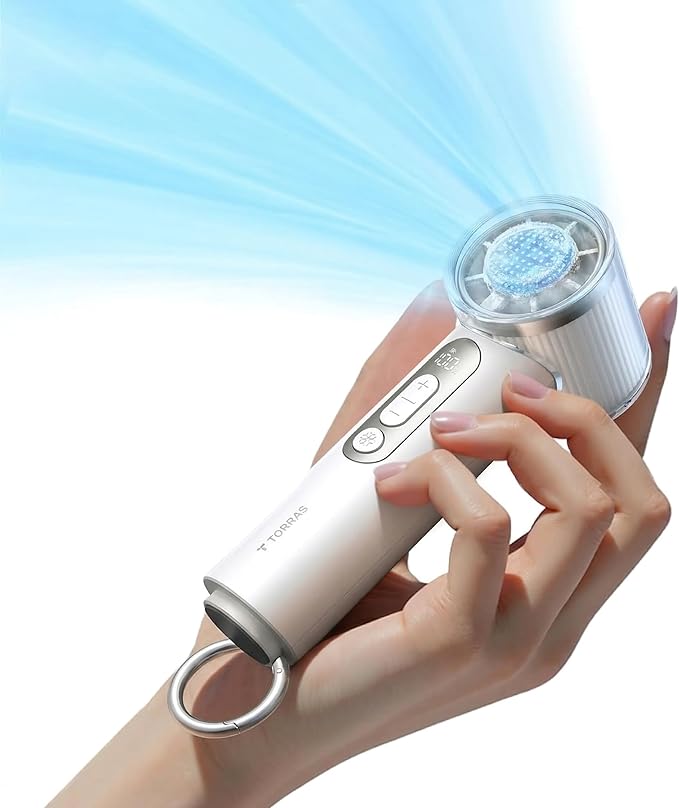 TORRAS COOLiFY iva Handheld Fan with Ice Cooler, [Chill by 50°F], 0-100 Adjustable Speed, Super Mini Powerful Portable Fan...