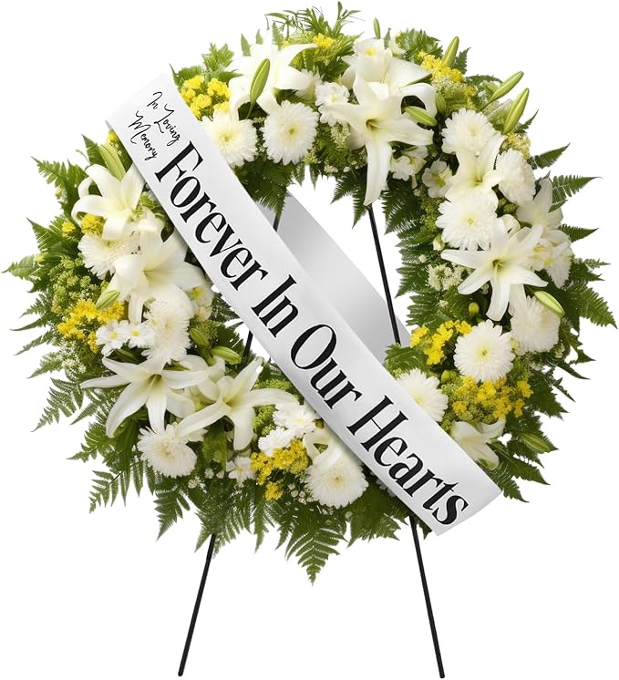 Fanfanwin Funeral Sash Memorial Wreath Sash Funeral Ribbon Celebration of Life Ribbon for Casket or Wreath Flower Memorial...
