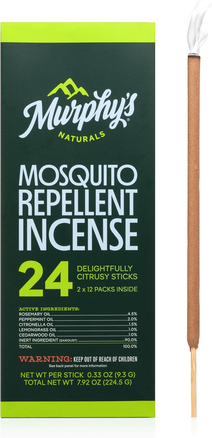Murphy’s Naturals Mosquito Repellent Incense Sticks, 24 Count, Insect Repellent with Citronella for Outdoor Yard, 2.5+ Hou...