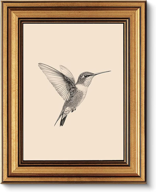 VIYYIEA Vintage Gold Framed Wall Art, Sketch Birds Canvas Painting, Cute but Exquisite Wall Decor, No Glass No Glare, Suit...