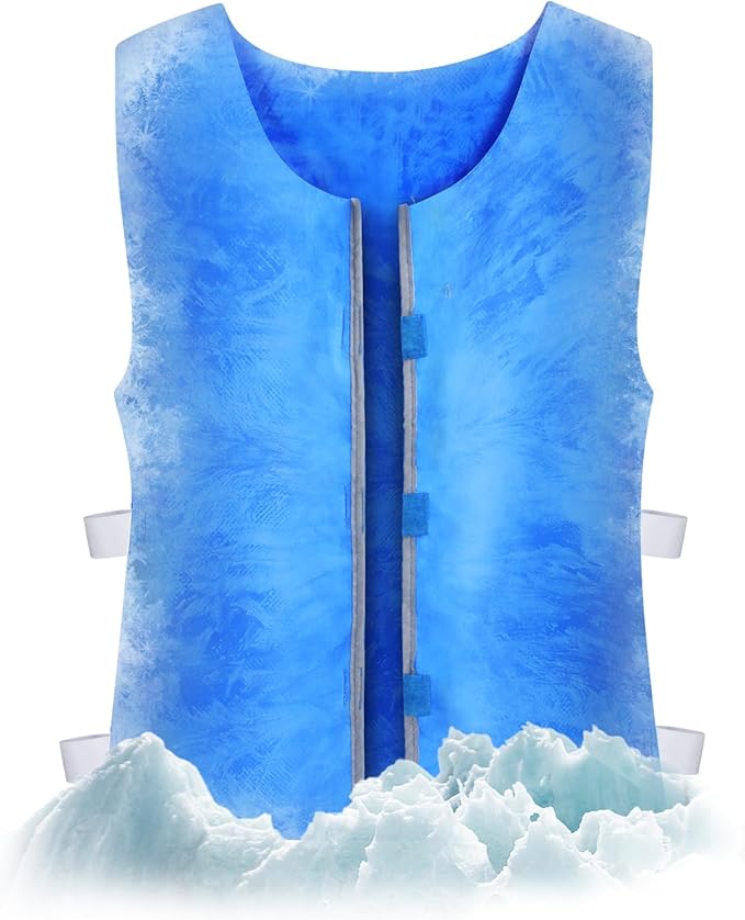 E-Greetshopping Cooling Ice Vest for Men Women,PVA Water Active Evaporative Ice Cold Vest,Reusable Adjustable Fabric Sport...