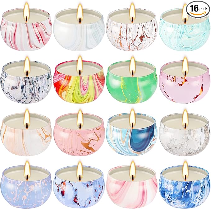 16 Packs Fragrance / Aromatherapy Candle Gift Set For Mom | Woman , 2.5oz, For Home Scented Bath Yoga, Natural Soy Wax, Mo...