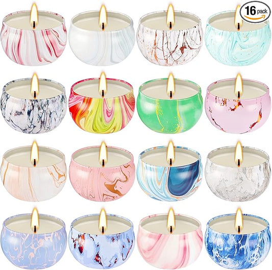 16 Packs Fragrance / Aromatherapy Candle Gift Set For Mom | Woman , 2.5oz, For Home Scented Bath Yoga, Natural Soy Wax, Mo...