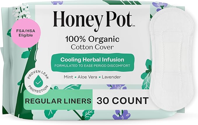 The Honey Pot Company - Herbal Everyday Panty Liners for Women - Infused w/Essential Oils for Cooling Effect & Organic Cot...