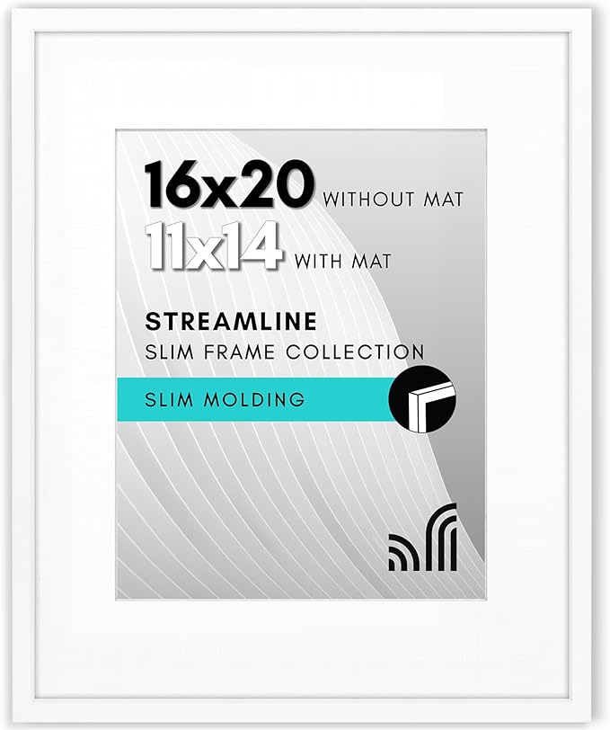 Americanflat 16x20 Picture Frame with Polished Plexiglass - Use as 11x14 Frame with Mat or Display 16x20 Photo Without Mat...