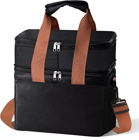 Lunch Bag Upgraded Insulated Lunch Box for Men and Women - 15-20L Expandable Double Deck, Leakproof Soft Cooler Bag with S...