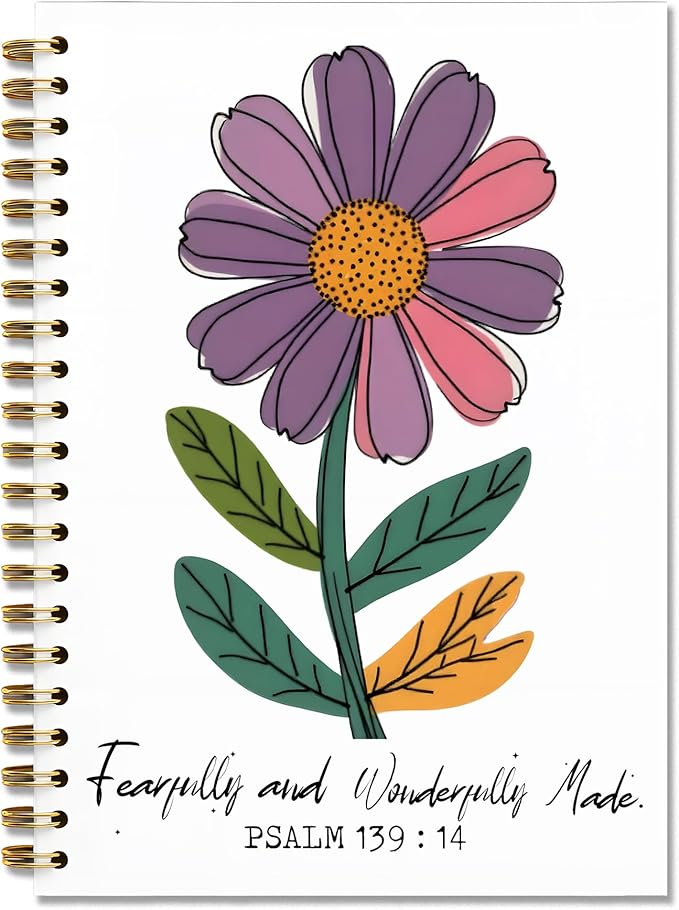 GTYNU Floral Christian Notebook, Fearfully and Wonderfully Made Psalms 139:14 Bible Journal for Women, Prayer Journal for ...