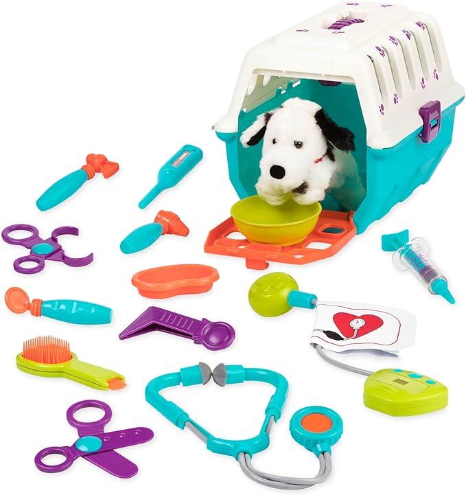 Battat – Veterinarian Toy Set with Plush Dalmatian Puppy & Carrier – Complete 15 Pieces Kids Pretend Play Medical Kit with...