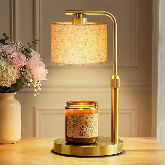Candle Warmer Lamp with Timer Dimmer, Height Adjustable Candle Wax Warmer Candle Lamp for Jar Candles with 2 Bulbs, House ...