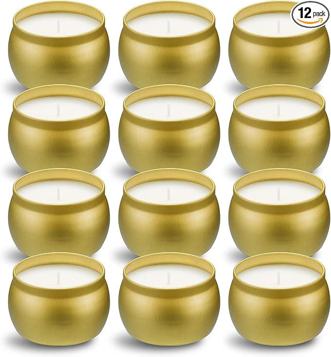 Scented Candles Gift Set, 12 Pack Natural Soy Wax Single tin 4 oz for Family Gatherings, Festive Candles