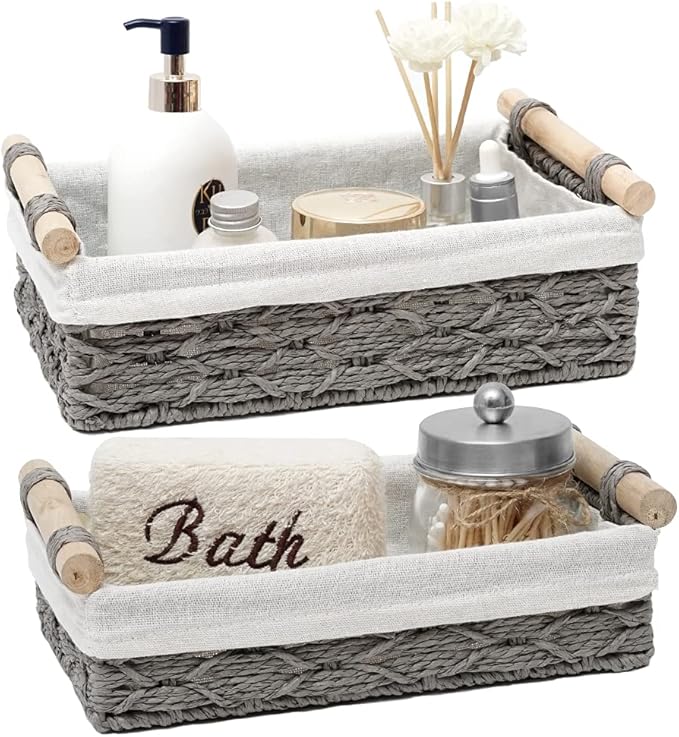 DUOER Storage Basket Wicker Baskets for Organizing Storage Bins for Counter Toilet Paper Storage Basket for Toilet Tank To...