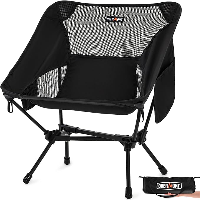 Overmont Ultralight Portable Camping Chair- Lightweight Folding Backpacking Chair, Support up to 330Lbs Compact Beach Chai...