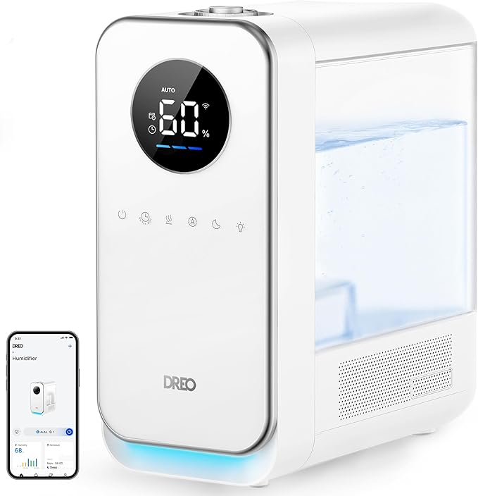 DREO Humidifiers for Bedroom, Top-filled Smart Quiet Cool Mist Humidifier for Large Room Home, Oil Diffuser & Nightlight, ...