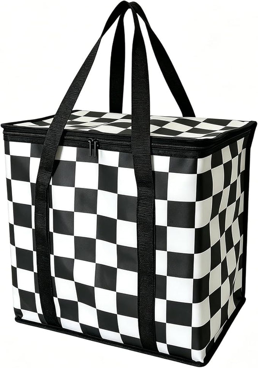 WFZK Insulated Reusable Grocery Bags, XX Large Thermal Cooler Bag, Heavy Duty Stand Up Insulation Tote, Keep Hot & Cold fo...