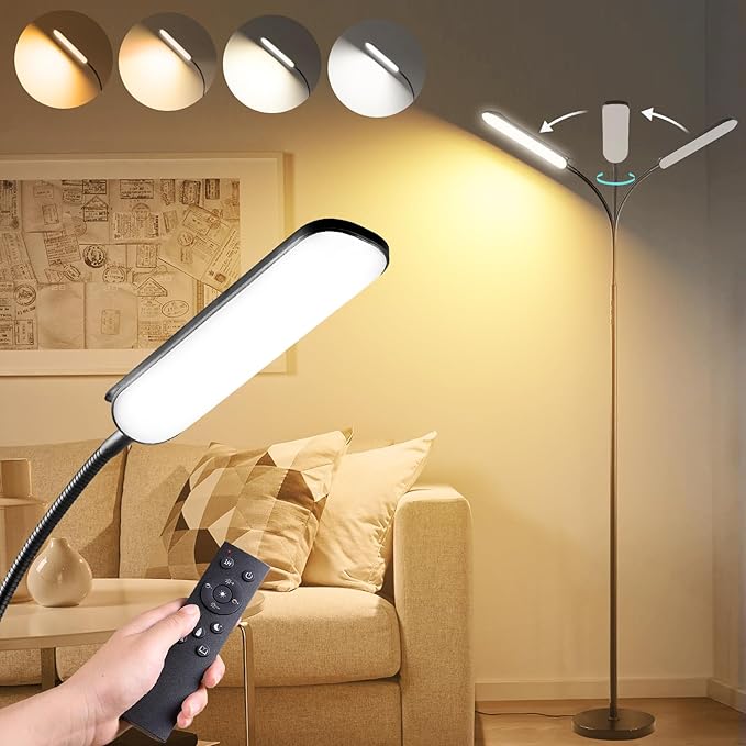 marctronic Floor Lamp, 18W 1800LM Super Bright LED Floor Lamp with Remote & Works with Smart Plug, Dimmable Timing Eye Car...
