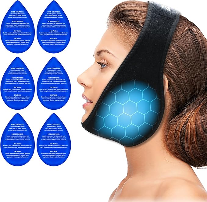 ZNÖCUETÖD Wisdom Teeth Ice Pack Face Head Wrap for Wisdom Teeth Removal Toothache Pain Relief, TMJ, Jaw Ice for Face Oral ...